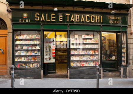 The exterior of a Tabacchi shop in Arezzo Italy. These shops are