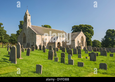 St. Cuthbert's Church in the village of Elsdon in the Northumberland National Park, England Stock Photo