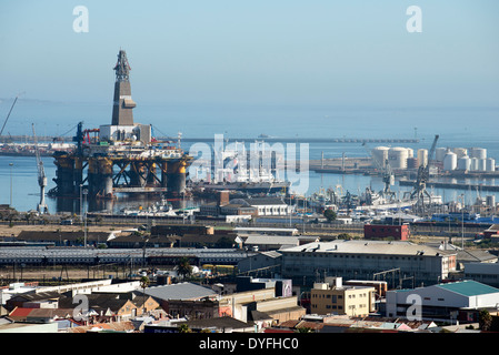 Oil rig support semi submersible vessel. Port of Cape Town South Africa Stock Photo