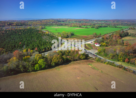 LOUDOUN COUNTY, VIRGINIA, USA - Aerial view of Gilbert's Corner, intersection of Routes 15 and 50. Stock Photo