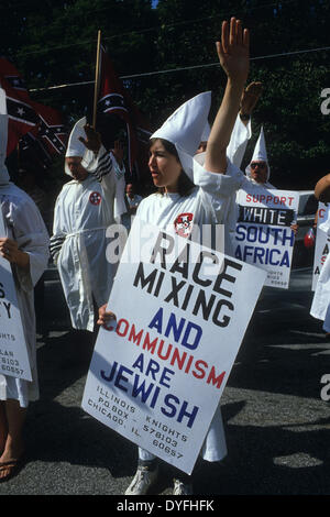 April 15, 2014 - FRAZIER GLENN CROSS, JR., also known as F. GLENN MILLER, former leader of the White Patriot Party, is charged with capital murder and first-degree murder for the shooting deaths at Jewish locations in Overland Park on Sunday, April 13, 2014. PICTURED: 1989 - Gainesville, Georgia, U.S. - White Patriot Party KKK march through Gainesville. (Credit Image: © Robin Nelson/ZUMAPRESS.com) Stock Photo