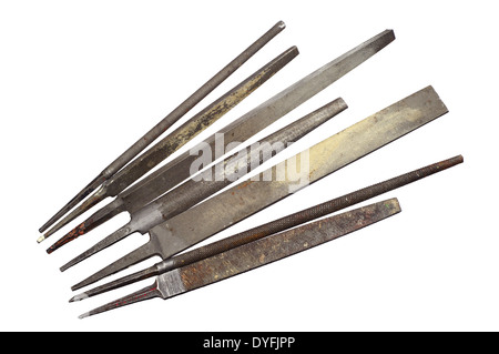 Various rasp tools isolated on white background Stock Photo