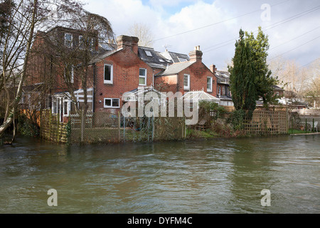 The River itchen has overflowed its banks in the middle of Winchester ...