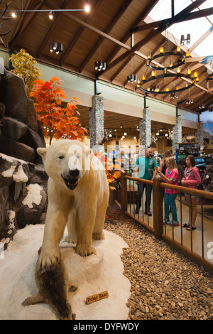 USA, Nebraska, Omaha, stuffed animal display, Cabela's Sporting Goods Stock Photo