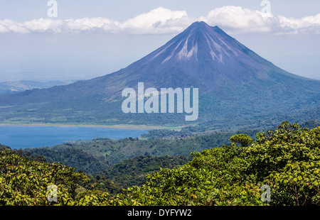 The Arenal Volcano and Arenal Lake. Costa Rica. Stock Photo