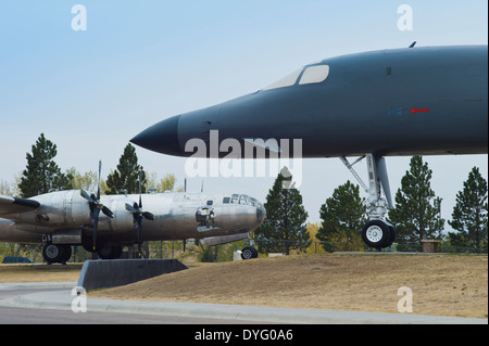 USA, South Dakota, Rapid City, South Dakota Air and Space Museum, USAF B-29 and B-1B bombers Stock Photo