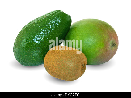 kiwi of mango of avocado isolated on the white Stock Photo