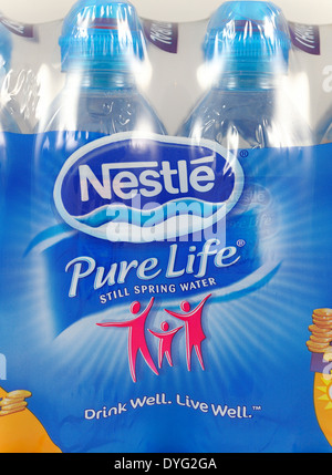 A case of Nestle pure life spring water shrink wrapped Stock Photo - Alamy