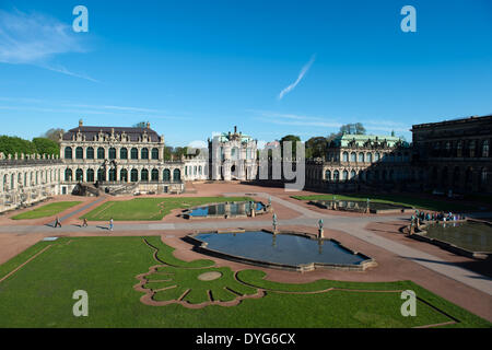 Dresden, Germany. 17th Apr, 2014. The Zwinger Palace in Dresden, Germany, 17 April 2014. Photo: ARNO BURGI/dpa/Alamy Live News Stock Photo