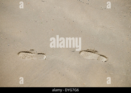 Footprints on the foreshore of the River Thames. Stock Photo