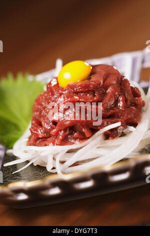 Korean style horse tartare Stock Photo