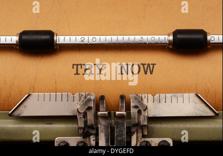 Try now text on typewriter Stock Photo