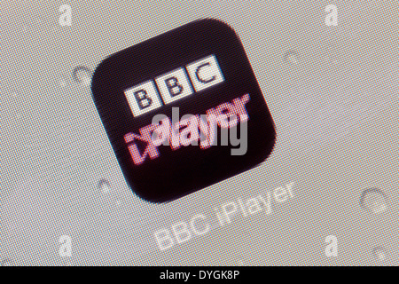 BBC iPlayer app logo icon on iPad apps logos icons Stock Photo