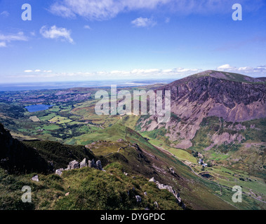 from Y Garn looking towards Nantlle And Mynydd Mawr Snowdonia North Wales UK Stock Photo