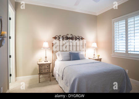 Showcase Bedroom in Luxury Home, USA Stock Photo