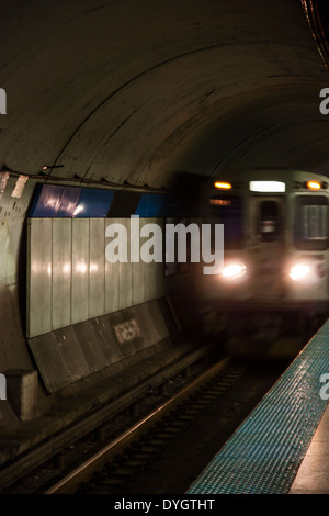 Chicago, Illinois, USA, June 23rd 2012, Subway enterng Clark Lake on the Blue line Stock Photo