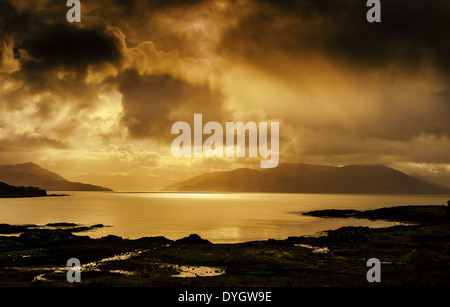 Looking across Loch Hourn from the Island of Skye towards the Scottish Mainland Stock Photo