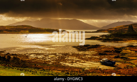 Looking across Loch Hourn from the Island of Skye towards the Scottish Mainland Stock Photo