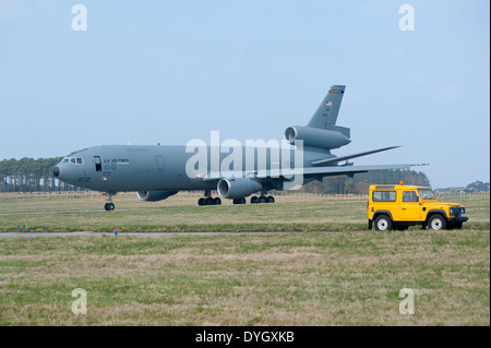 American McDonnell Douglas KC-10 Extender AMW Military Aircraft at RAF Lossiemouth, Scotland. SCO 9052. Stock Photo