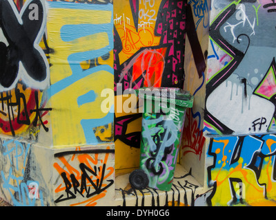 Paris, France, French Graffitti Artist Painting Wall, vibrant modern art, avant garde paris Stock Photo