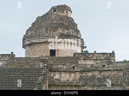 An ancient astronomical observatory in Chichen Itza Mayan city, Mexico Stock Photo