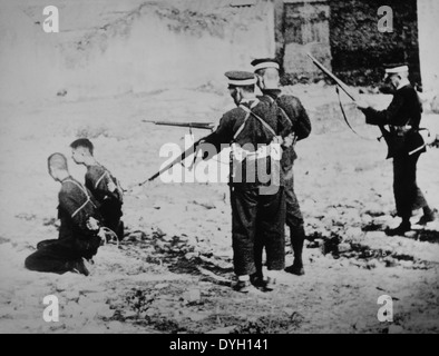 Execution of Two Chinese Men by Japanese Soldiers during Second Sino-Japanese War, circa 1937 Stock Photo
