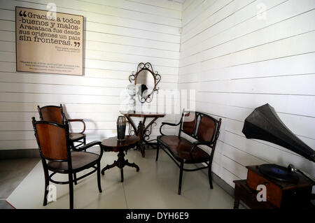 Scene from Aracataca in February 2012. Birthplace - living room. Literature nobel prize winner Gabriel Garcia Marquez was born on 06 March 1927 in Aracataca, region Magdalena, Columbia. Stock Photo