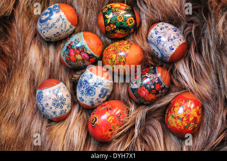 decoration Easter eggs in traditional Russian Orthodox style Stock Photo