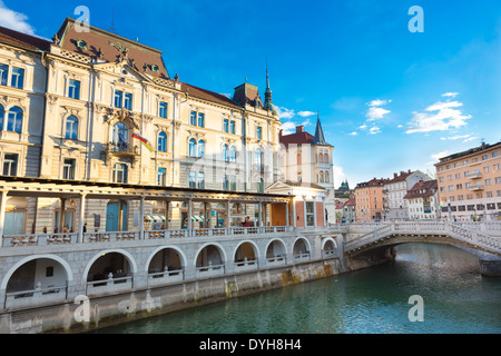 Triple bridge, Ljubljana, Slovenia, Europe. Stock Photo