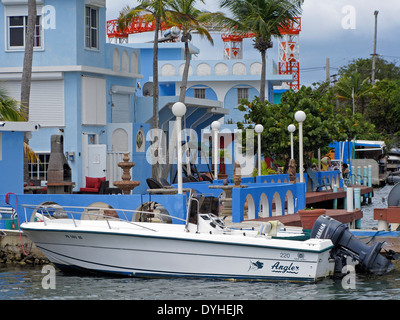 Isla Culebra Puerto Rico USA waterside inn with boat dock Stock Photo