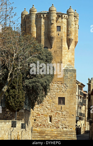 View on a tower called Torre del Clavero, an octagonal fortress in Salamanca, Spain, dating back to the 15th century. Stock Photo
