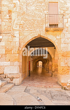 View on old houses in Tarragona, Spain. The old part of town is UNESCO World Heritage Site. Stock Photo