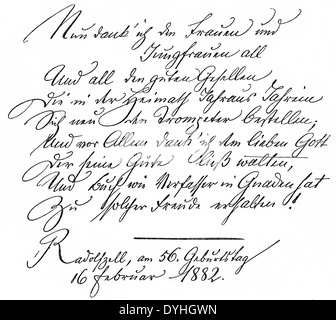 Historical manuscript of Joseph Victor von Scheffel, 1826-1886, a German poet and novelist, Stock Photo