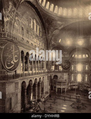 Interior of Ayasofya Mosque, formerly the Church of Hagia Sophia, Istanbul, circa 1900