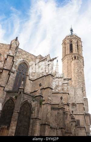 Barcelona: Gothic Cathedral of Santa Eulalia in Barri Gotic district (Gothic Quarter). Barcelona, Catalonia, Spain Stock Photo