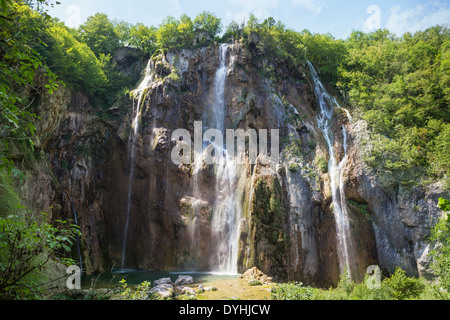 The Large Waterfall (Veliki Slap), 78m high waterfall in the Plitvice Lakes National Park in Croatia Stock Photo