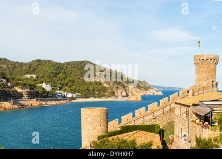 View of Tossa de Mar village from ancient castle, Costa Brava, Spain Stock Photo