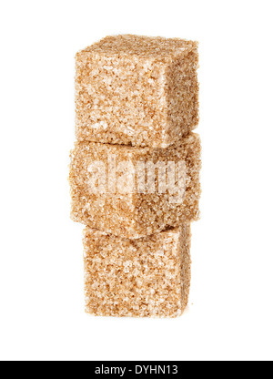 Brown sugar cubes isolated Stock Photo