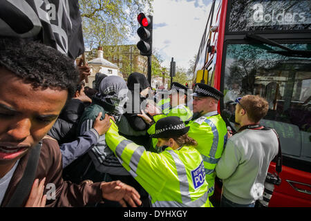 Radical Islamists and far-right groups clash outside Regents Park Mosque in London Stock Photo