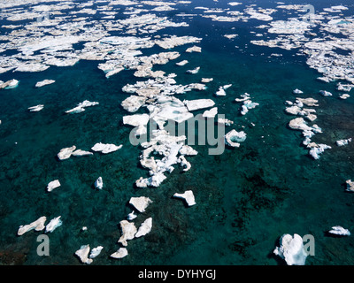 Canada, Nunavut Territory, Aerial view of sea ice in Frozen Strait near Vansittart Island Stock Photo