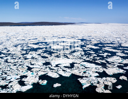 Canada, Nunavut Territory, Aerial view of sea ice in Frozen Strait near Vansittart Island Stock Photo