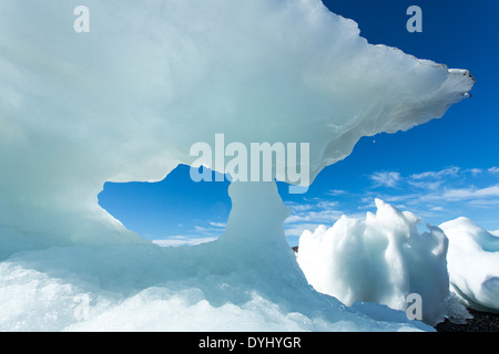 Canada, Nunavut Territory, Vansittart Island, Grounded icebergs in summer sun along Frozen Strait Stock Photo