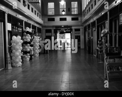 Interior shot of the covered Grainger Market, Newcastle upon Tyne, England, NE1 UK. Monochrome Stock Photo