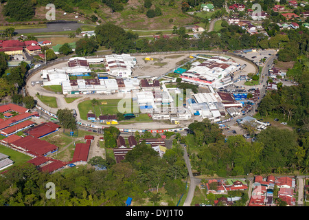 An aerial  view of the duty free shopping zone in Golfo Dulce and Golfito in the southern zone of Costa Rica Stock Photo