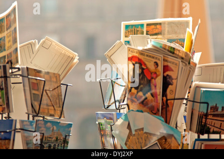 Picture postcards for sale from Spain at the Plaza Mayor, Salamanca, Castilla y León, Spain. Stock Photo