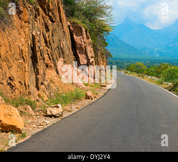 winding road in the mountains, india, kerala Stock Photo