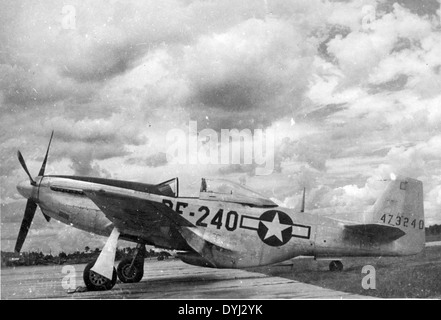 The North American P-51D Mustang, registration 44-73240, was a key fighter aircraft used during World War II. Known for its speed and long range, the P-51D played a crucial role in both bomber escort and air superiority missions. Stock Photo