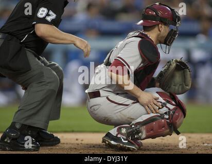 Los Angeles, CALIFORNIA, UNITED STATES OF AMERICA, USA. 18th Apr, 2014. LOS ANGELES, CA - APRIL 18: Miguel Montero #26 of the Arizona Diamondbacks during the game against the Los Angeles Dodgers at Dodger Stadium on April 18, 2014 in Los Angeles, California.ARMANDO ARORIZO Credit:  Armando Arorizo/Pi/Prensa Internacional/ZUMAPRESS.com/Alamy Live News Stock Photo