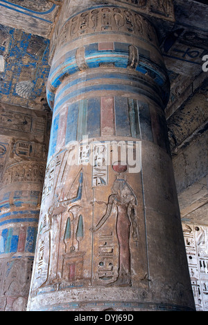 Temple of Ramses III (1198-1167 b.C. – XX° Dyn.) at Medinet Habu: reliefs on columns in the second courtyard Stock Photo