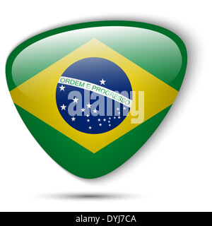 Vector - Brazil Flag Glossy Button Stock Photo